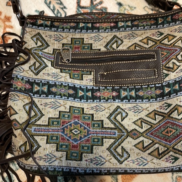Montana west wicked cool western fringe bag tapestry southwest conchos - Picture 2 of 3